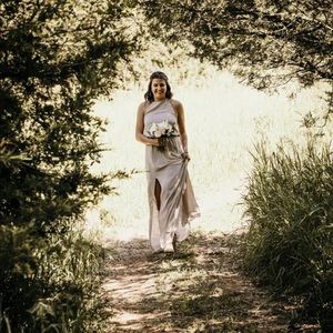 Heather halter dress in show me the ring crisp